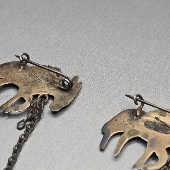 VTG Los Castillo Silver Donkey Brooch 3" Partial 2 Mule Pin Mexico - Picture 7 of 13